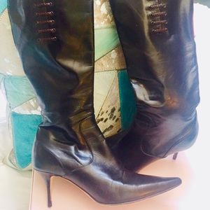 Cole Haan Black Leather Boots w/ Brown Detail